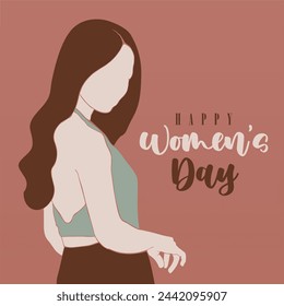 Happy women's day illustration with girl boho character. Flat women's day background