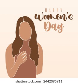 Happy women's day illustration with girl boho character. Flat women's day background