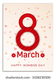 Happy Womens Day Illustration on Pink Background. Vector Spring Design Template for Greeting Card.