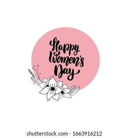 Happy Women's Day, international holiday. Hand drawn doodle, illustration design can be used for your cards, invitations. Flowers, decors and decorations, handmade illustration EPS Vector 8th March