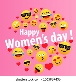 happy women's day, label or sign for greeting card or poster