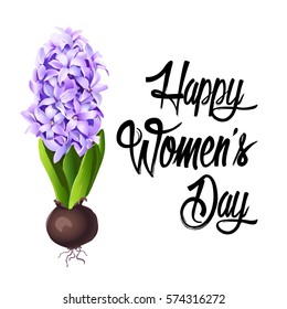 Happy Women's Day. Lettering design. Vector illustration