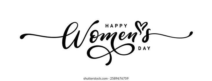 Happy Women's Day lettering. Holiday handwritten calligraphy design. Happy Women's Day text design.