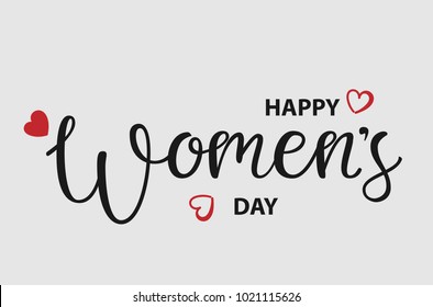 Happy women's day lettering for postcard, card or poster. Inspirational vector calligraphy. Women's Day logotype, badge, icon. Mum day banner, flyer