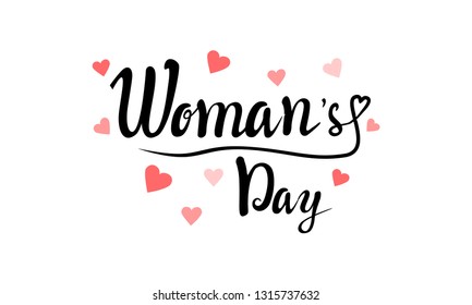 Happy Women's Day lettering typography poster with heart. International woman`s day invitation design
