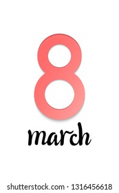 Happy Women's Day lettering typography poster. International woman`s day invitation design