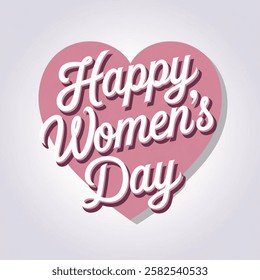 Happy Women's Day lettering typography poster. International woman`s day invitation design. vector illustration with white background.