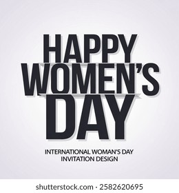 Happy Women's Day lettering typography poster. International woman`s day invitation design. vector illustration with white background.