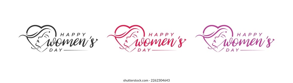 Happy Women's Day Logo Design, happy women's day March 8, women face, love vector logo design, International or National women's day logo