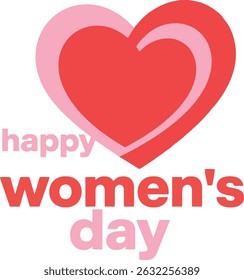Happy women's day logo with heart symbol and text vector art illustration.