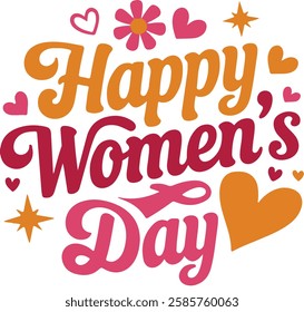  Happy Women's Day, love vector logo design on white background
