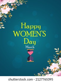 Happy women's day in march 8 poster, banner and template design concept. abstract background  light blue color vector illustration.