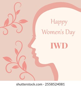 Happy Women's Day, March 8, IWD, vector, female silhouette