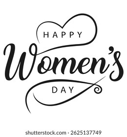 Happy Womens Day Minimal Vector Calligraphy.