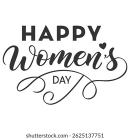 Happy Womens Day Minimal Vector Calligraphy.