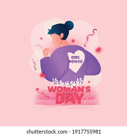 Happy womens day on 8 March Text with flowers and background