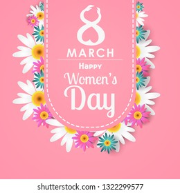 Happy Women's Day on March 8th design background - Vector