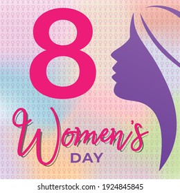 Happy Women's Day on March 8th International Vector Illustration Design Background with Woman Face - EPS10 