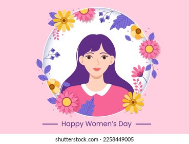 Happy Women's Day on March 8 Illustration to Celebrate the Achievements of Women in Flat Cartoon Hand Drawn Landing Page Templates