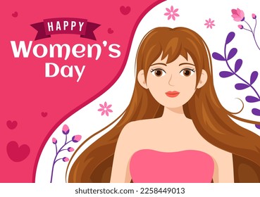 Happy Women's Day on March 8 Illustration to Celebrate the Achievements of Women in Flat Cartoon Hand Drawn Landing Page Templates