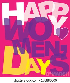 Happy women's day on a pink background