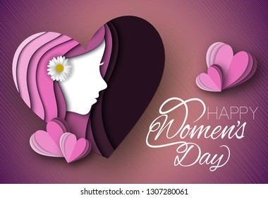 Happy Women's Day on purple background 