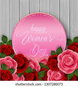 Happy Women's Day on wall background