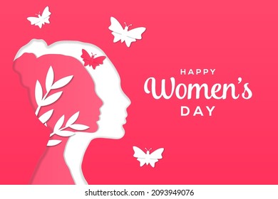 happy women's day paper cut style background. vector design illustration