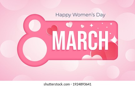 Happy women's day in paper style creative greeting design background