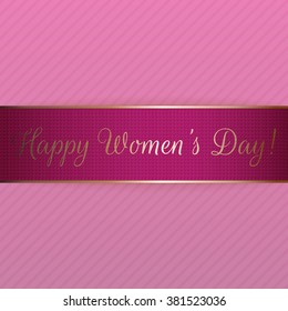 Happy Womens Day pink realistic festive Ribbon