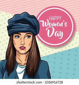 Happy womens day pop art
