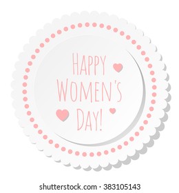 Happy Women's Day Postcard Circle white on a white background.
