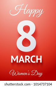 Happy women's day poster. 8 march number 3d illustration
