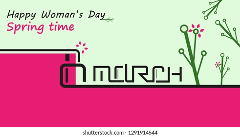 Happy Women's Day poster. 8 March sale banner.  Springtime.