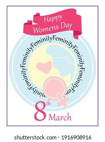 Happy women's day poster, invitation, wallpapers, greeting, vector, template, banner. Vector art post card.