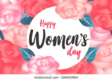 Happy women's day with rose background vector graphic