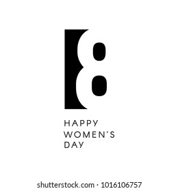 Happy womens day sign. Black negative space vector logo.
