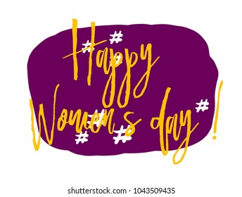 Happy women's day, sign with purple pop art label