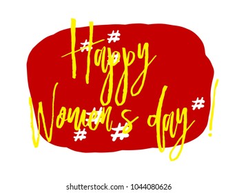 Happy women's day, sign with red comic pop art label