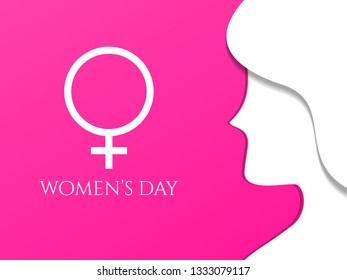 Happy womens day silhouette pink background template. Can use for banner, flyer, cover. card, backdrop, presentation