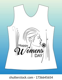 Happy Womens Day, slogan lovely graphic design and cute flowers graphic design print for tee and t shirt and fabric