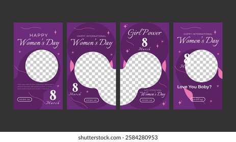 Happy women's day. social media post, banner, design collection Instagram stories, Template