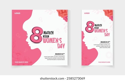 Happy Women's Day Social Media Post template for Online Marketing, Promotion, Banner and Story