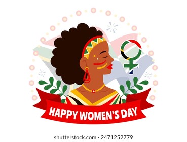 Happy Women's Day in South Africa Celebration Vector Illustration with an Ethnic Black Woman and Waving Flag in a National Holiday Flat Background