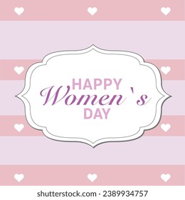 Happy Women`s Day. Spring holiday design template with pink flowers for holiday card, invitation, social media post, banner, cover, poster. Vector template holiday concept