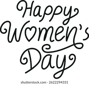 Happy Women's Day text in elegant typography with decorative elements. mother's day concept