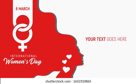 Happy Women's Day Typographical Design Elements. International women's day icon. Minimalistic design for international women's day concept.Vector illustration with silhouette women. 