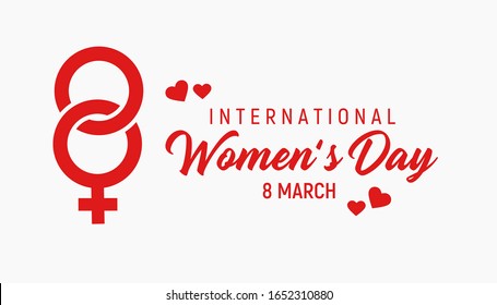 Happy Women's Day Typographical Design Elements. International women's day icon. Minimalistic design for international women's day concept.Vector illustration with silhouette women. 