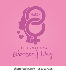Happy Women's Day Typographical Design Elements. International women's day icon. Minimalistic design for international women's day concept.Vector illustration with silhouette women. 