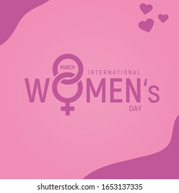 Happy Women's Day Typographical Design Elements. International women's day icon. Minimalistic design for international women's day concept.Vector illustration with silhouette women. 